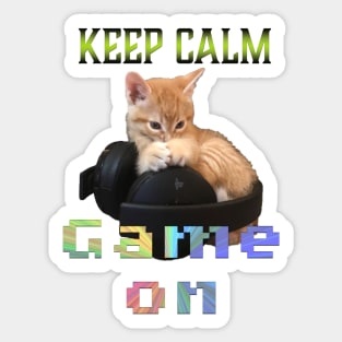 Gamer Cat Keep Calm Game On Sticker